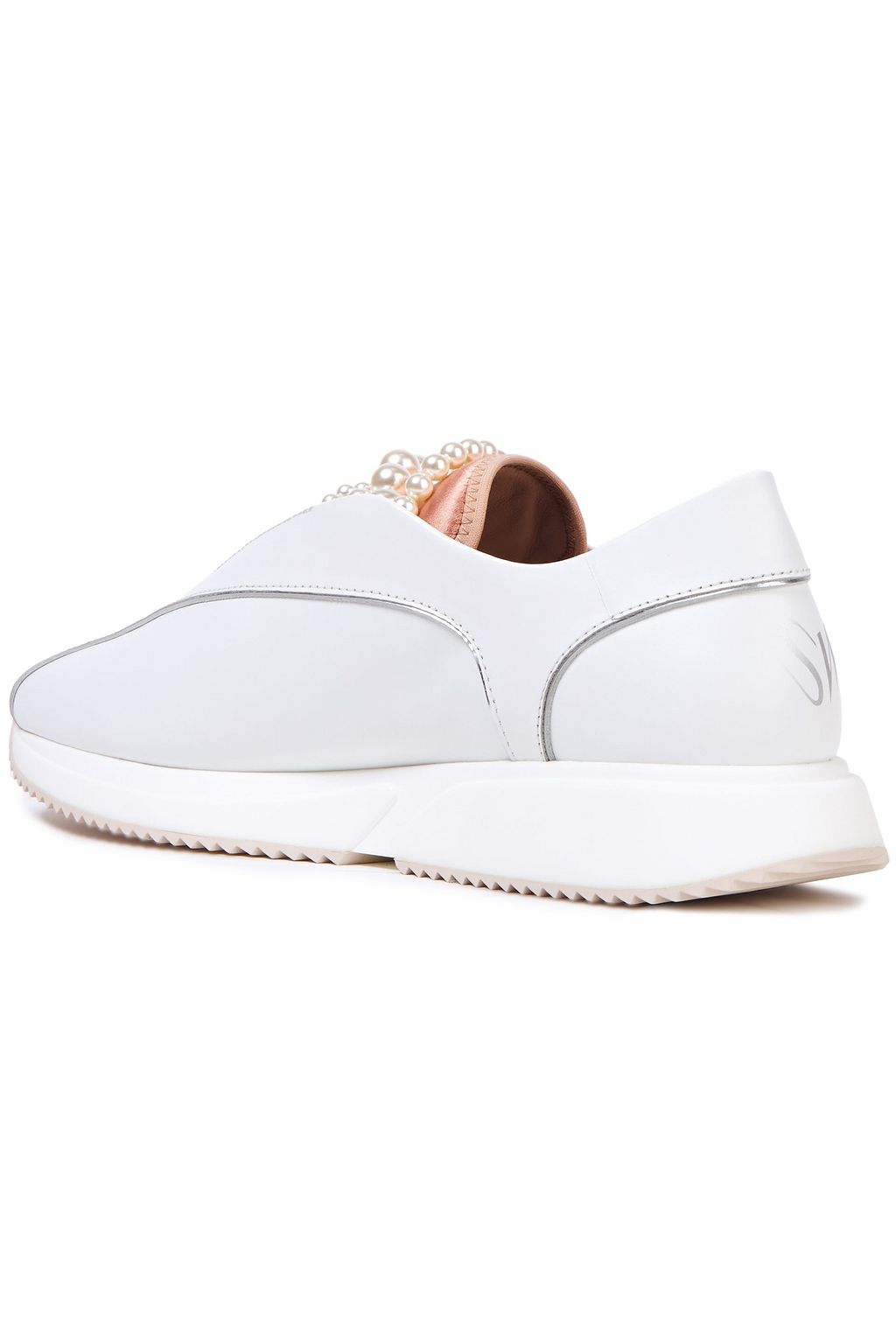 STUART WEITZMAN +Yang Mi faux pearl-embellished leather slip-on sneakers