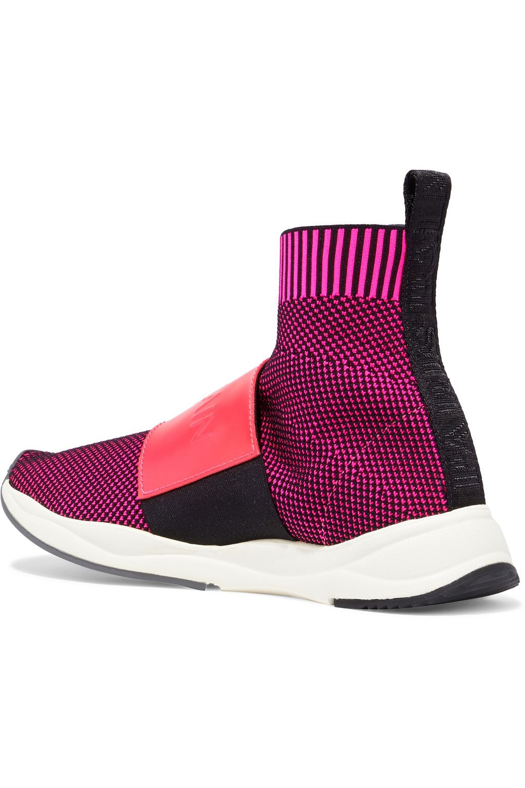 BALMAIN Cameron leather-trimmed jacquard-knit high-top sneakers