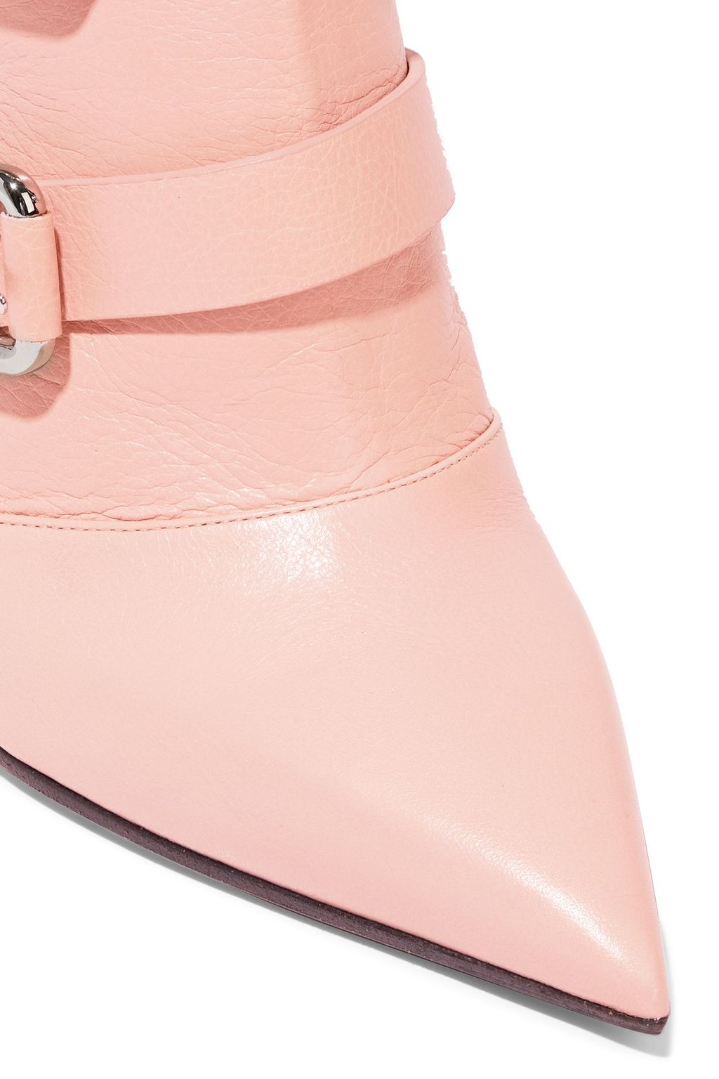 BALMAIN Elora buckled smooth and crinkled-leather ankle boots