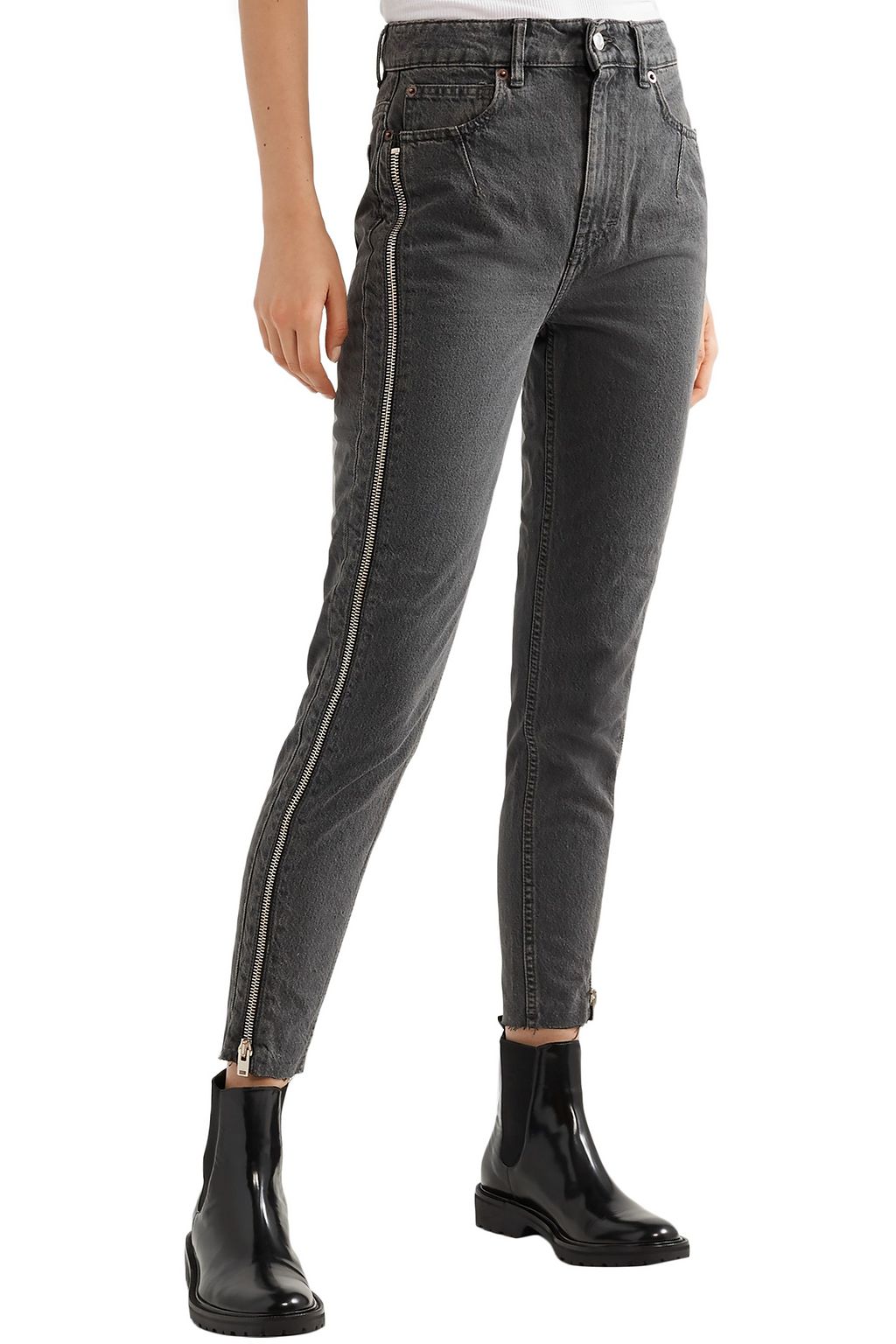 IRO Essey zip-embellished frayed high-rise skinny jeans