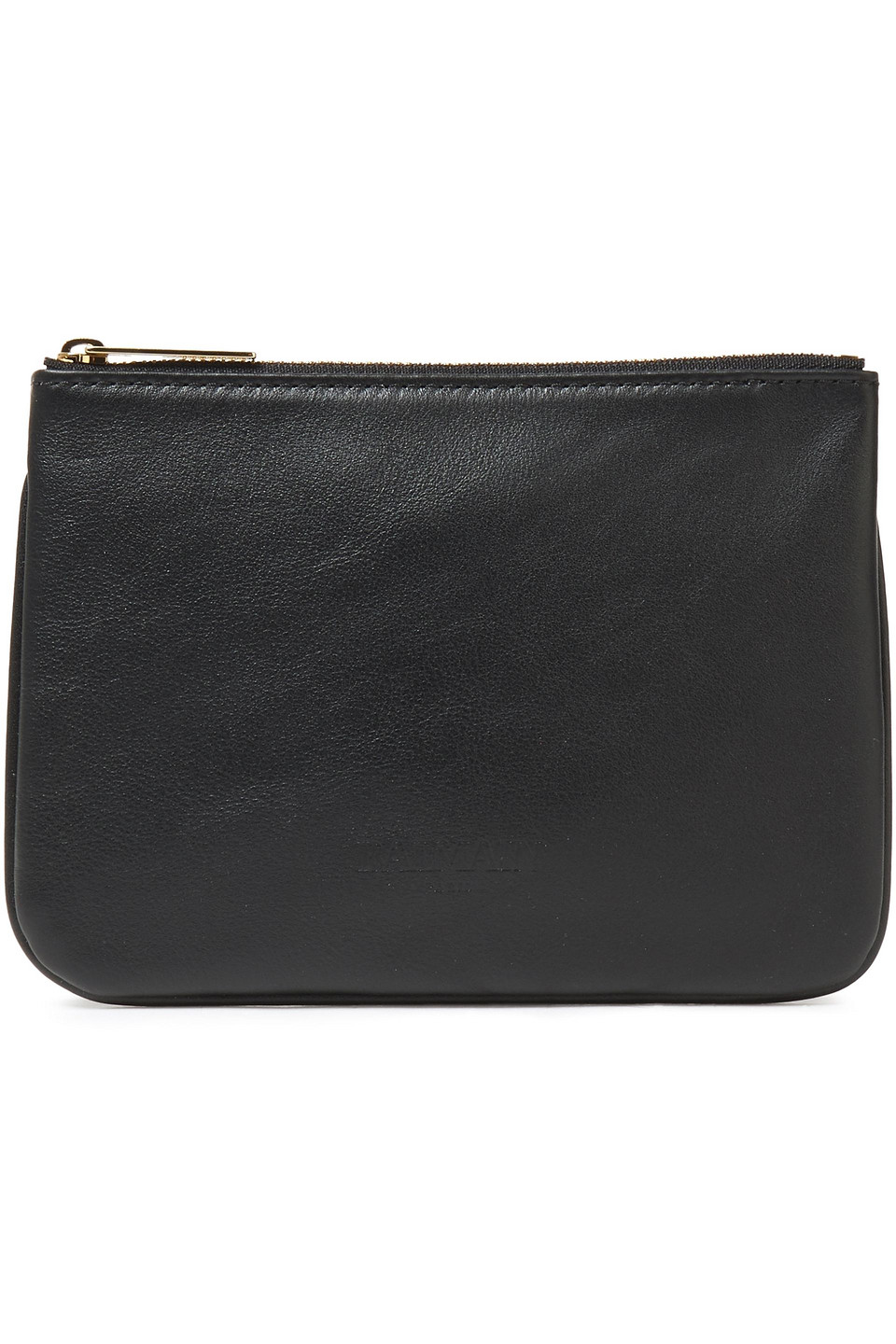 Balmain Woman Pebbled-leather Pouch Black Size --