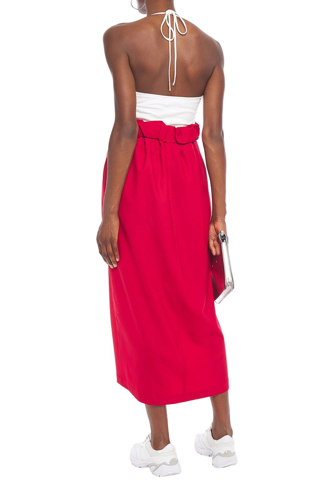 AMBUSH Printed cotton-jersey and wool-blend halterneck midi dress