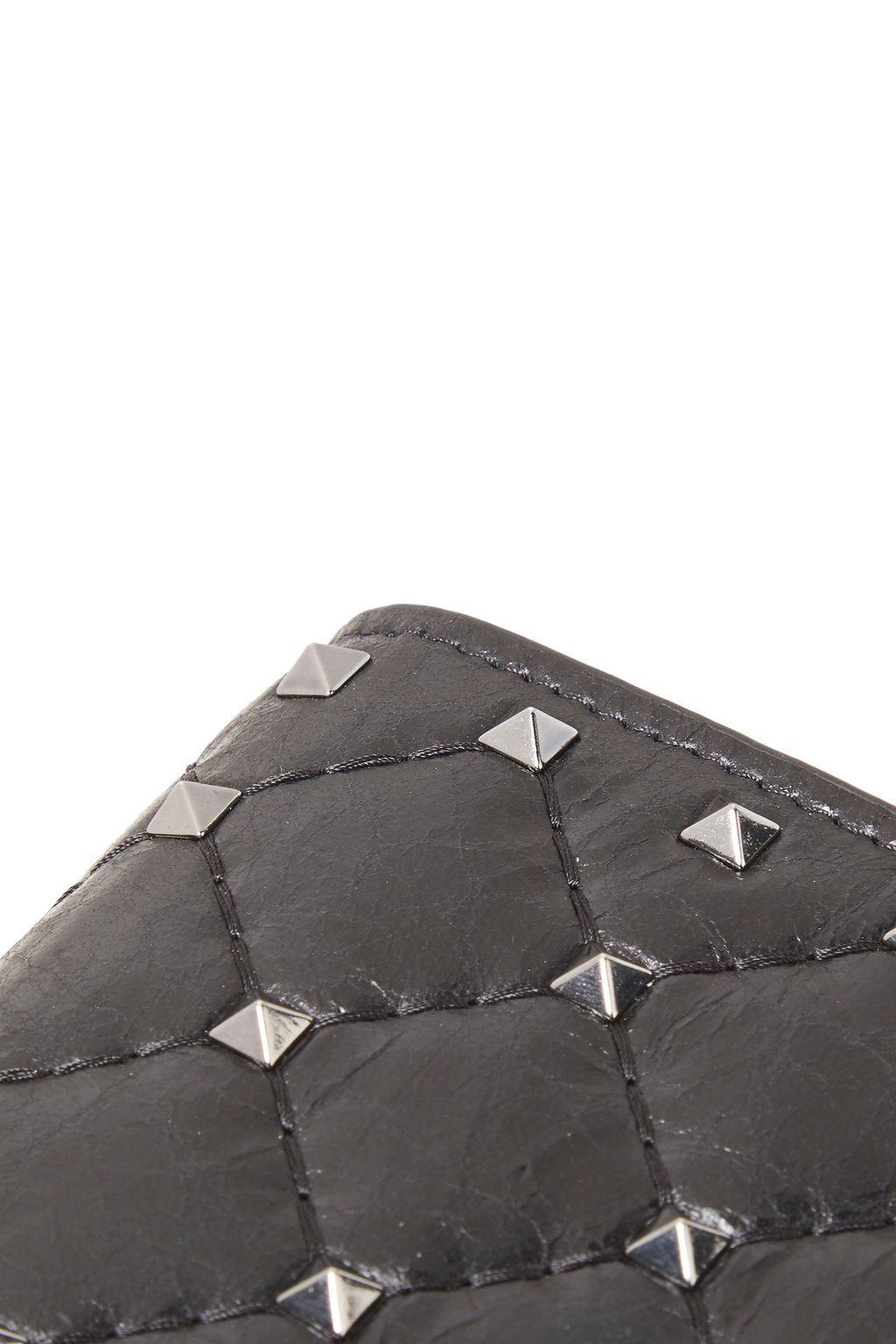 VALENTINO GARAVANI Rockstud Spike quilted cracked-leather wallet