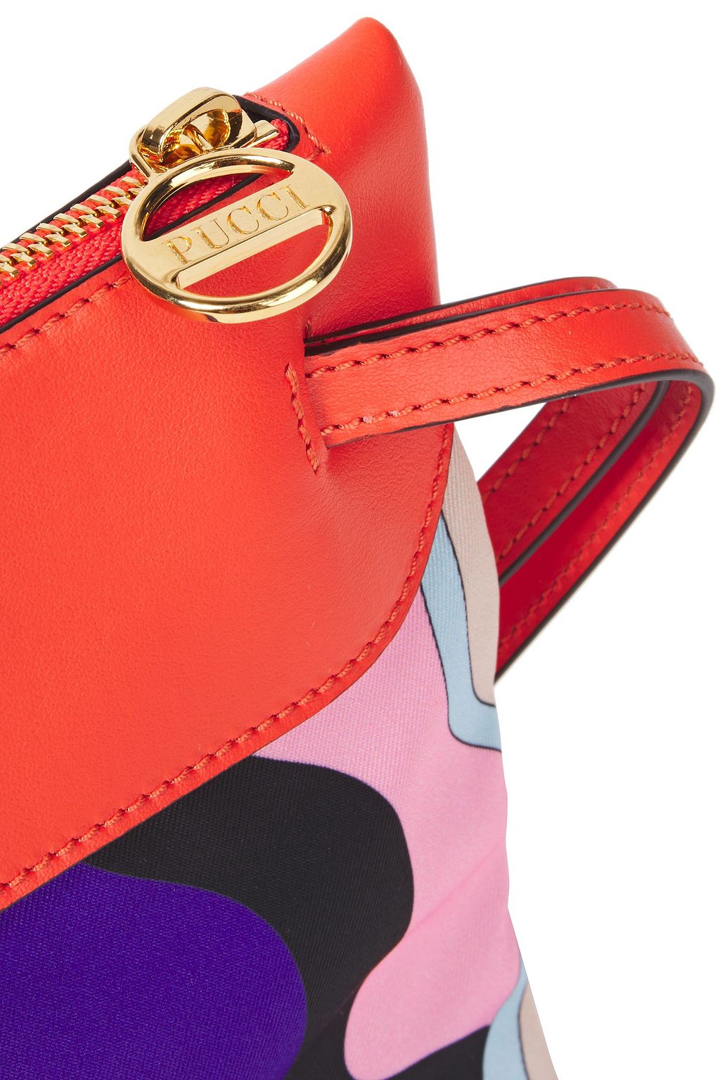 PUCCI Leather-trimmed printed twill pouch