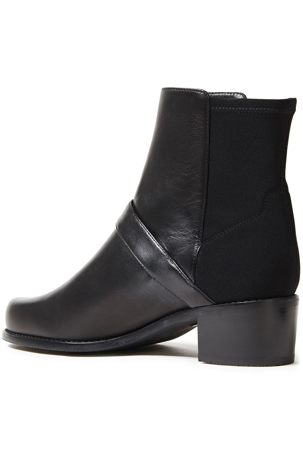STUART WEITZMAN Buckled leather and neoprene ankle boots