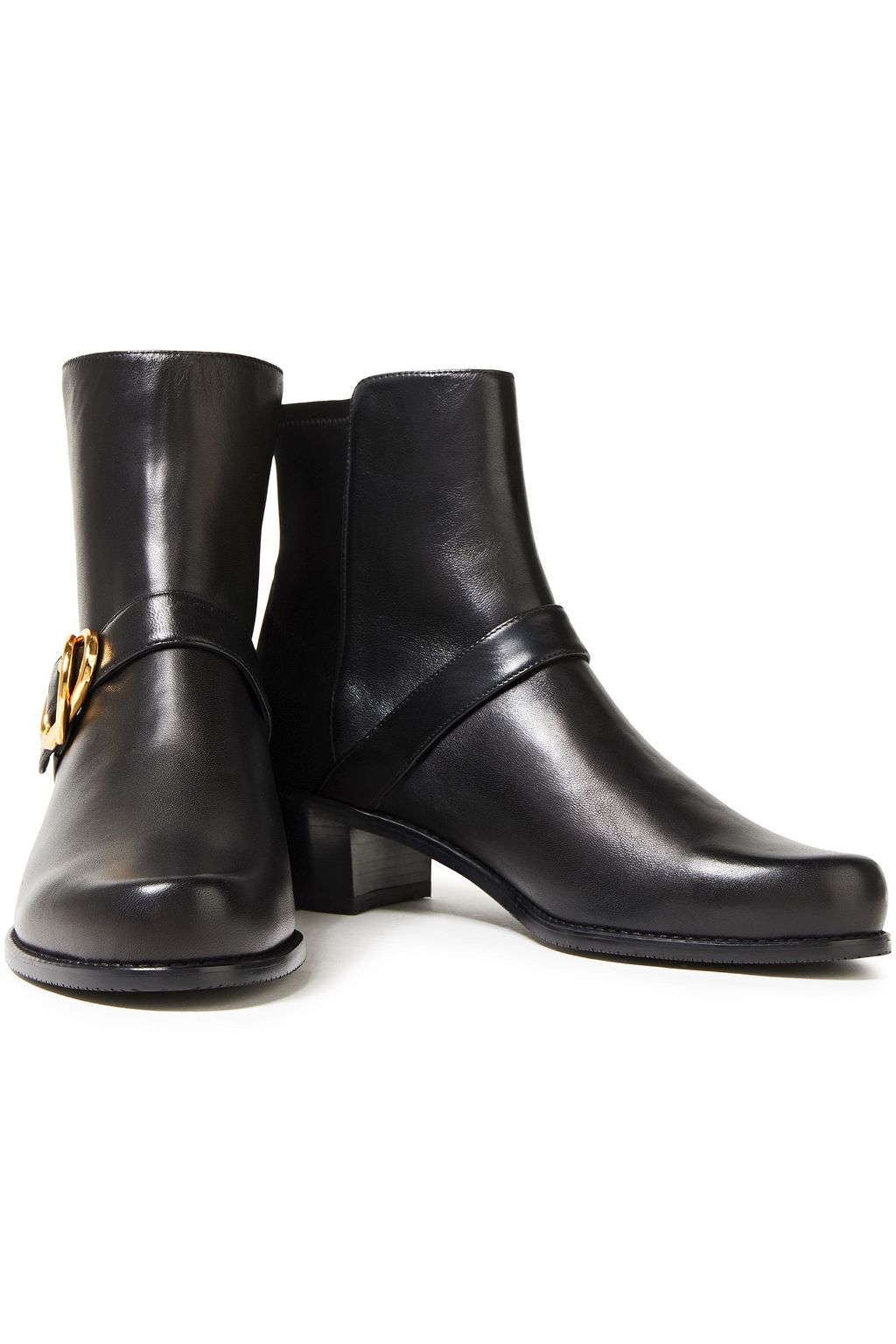STUART WEITZMAN Buckled leather and neoprene ankle boots
