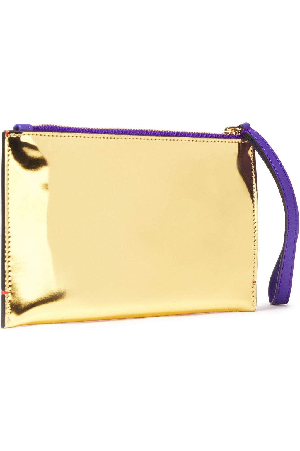 PUCCI Color-block smooth and mirrored-leather pouch