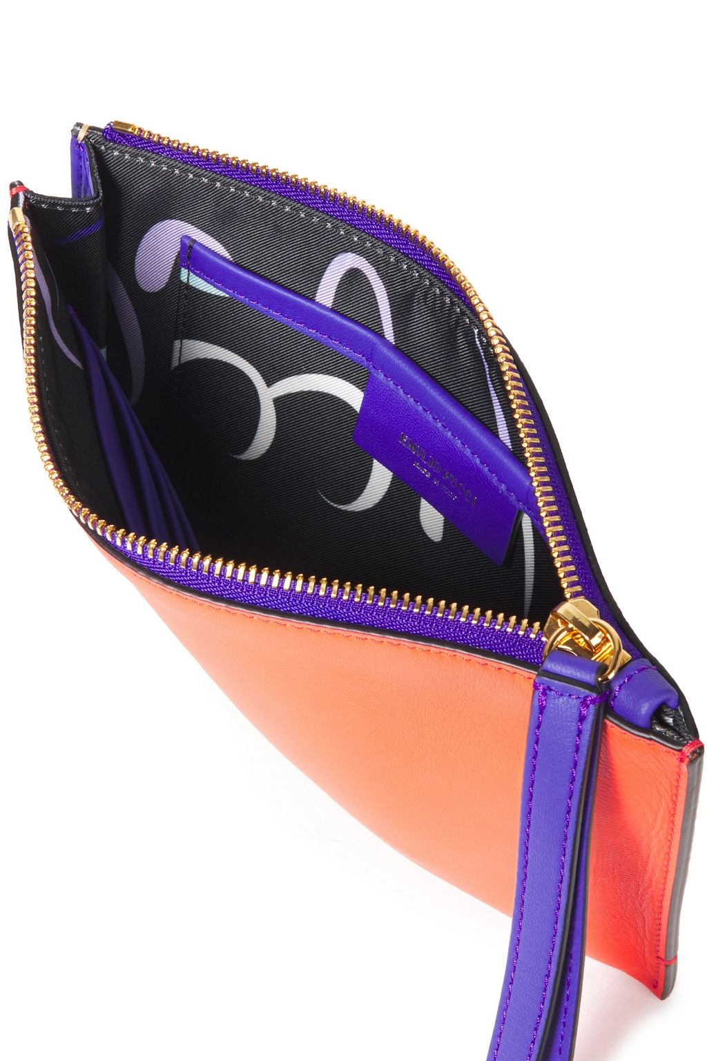 PUCCI Color-block smooth and mirrored-leather pouch
