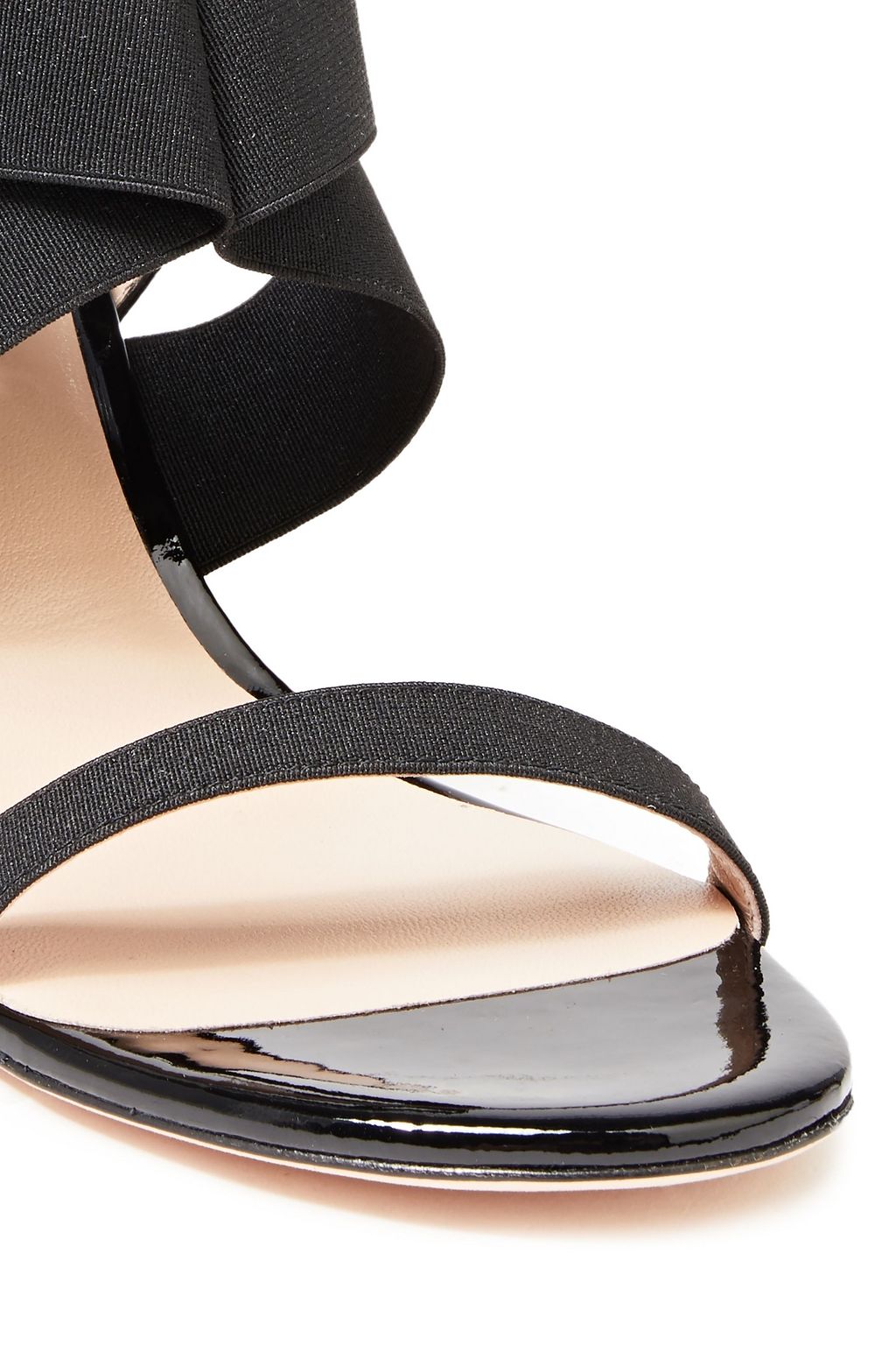 STUART WEITZMAN Alana 75 patent-leather and stretch-knit slingback sandals