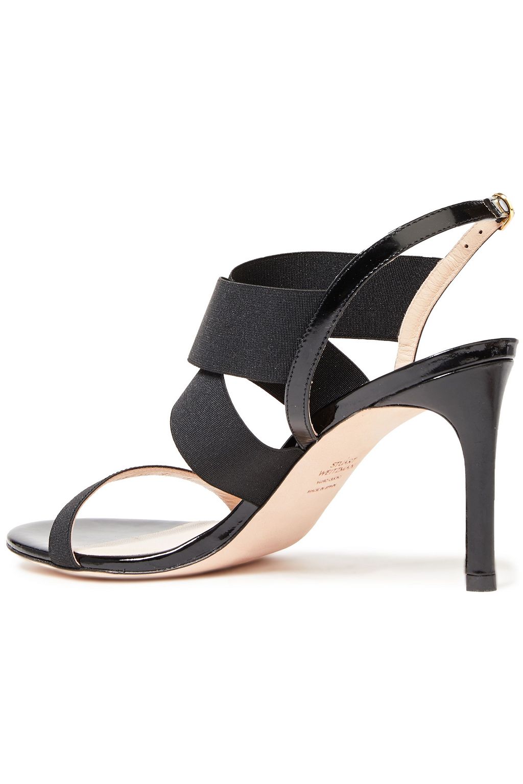 STUART WEITZMAN Alana 75 patent-leather and stretch-knit slingback sandals