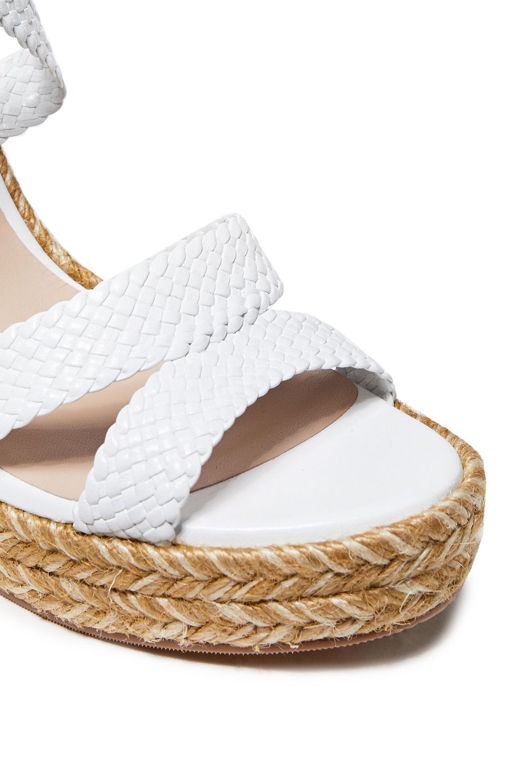 STUART WEITZMAN Color-block woven leather espadrille wedge sandals