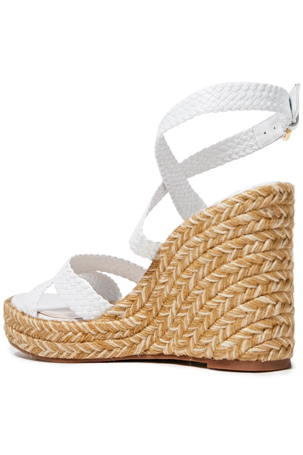 STUART WEITZMAN Color-block woven leather espadrille wedge sandals