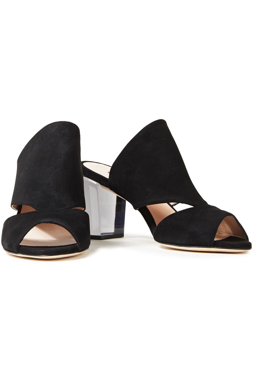 STUART WEITZMAN Cecile cutout suede mules