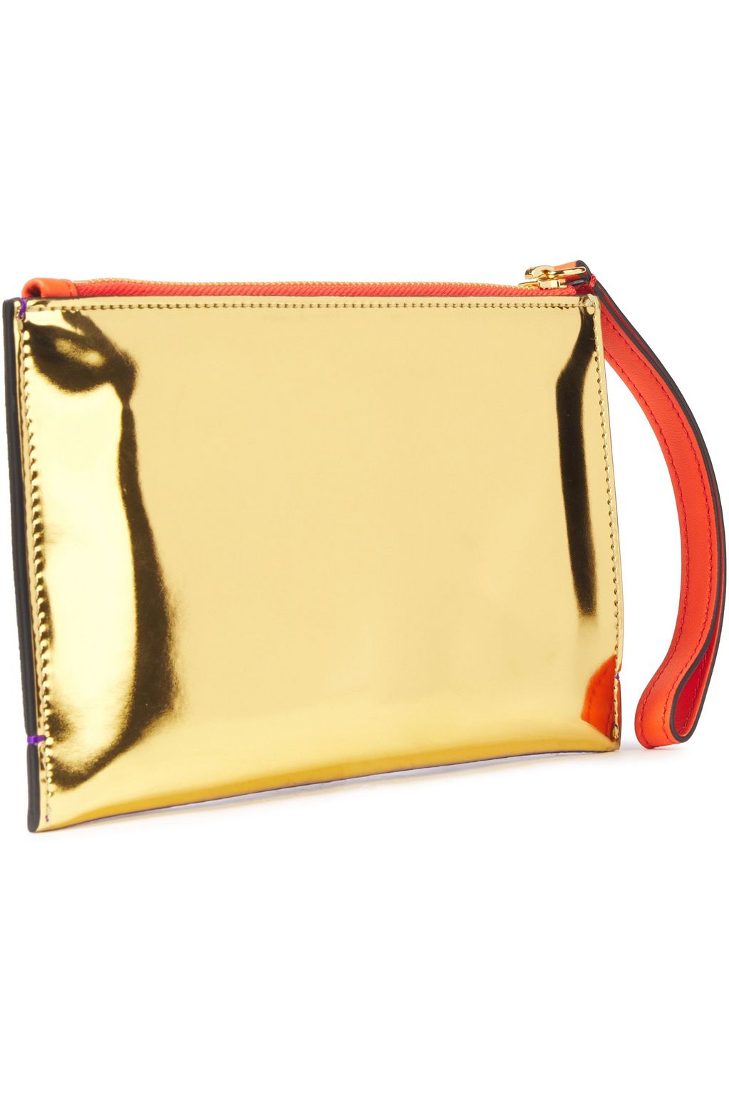 PUCCI Color-block smooth and mirrored-leather pouch