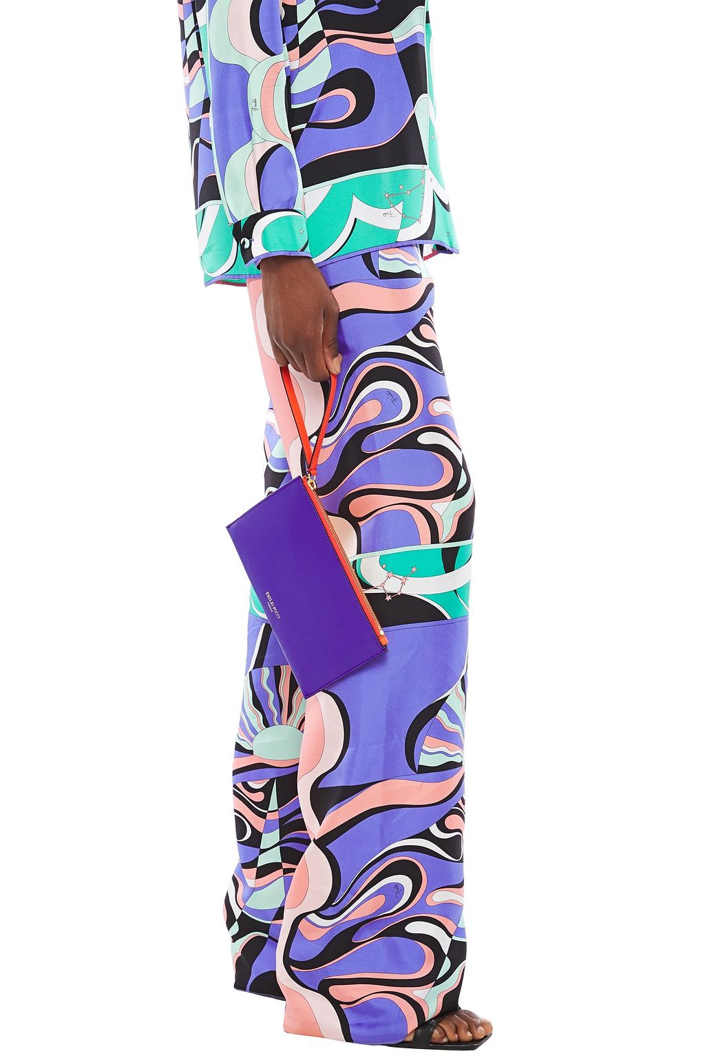 PUCCI Color-block smooth and mirrored-leather pouch