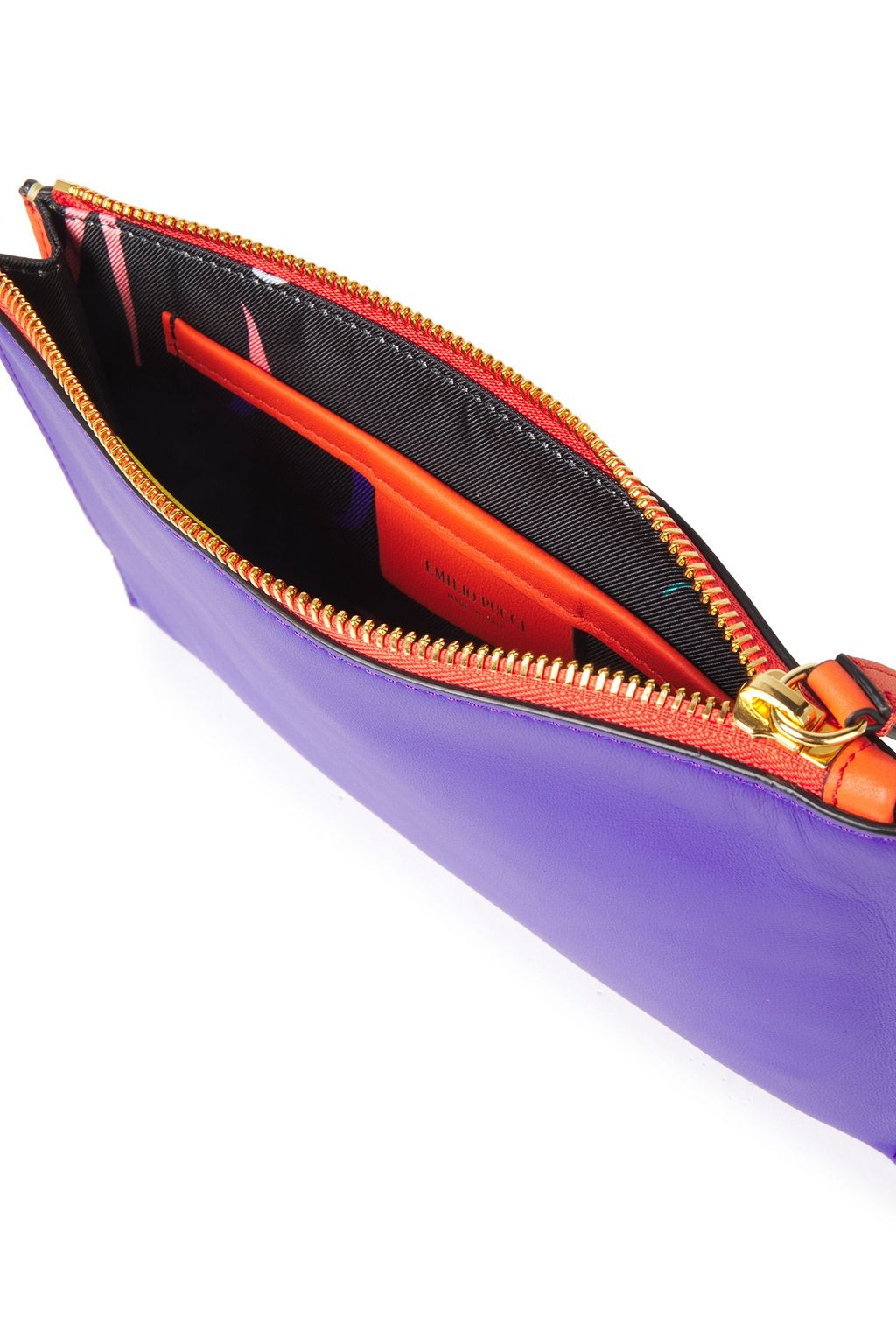 PUCCI Color-block smooth and mirrored-leather pouch