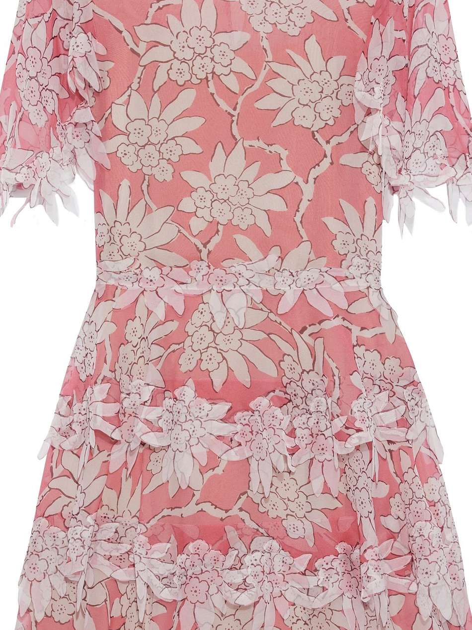 appliquéd floral-print silk-chiffon dress