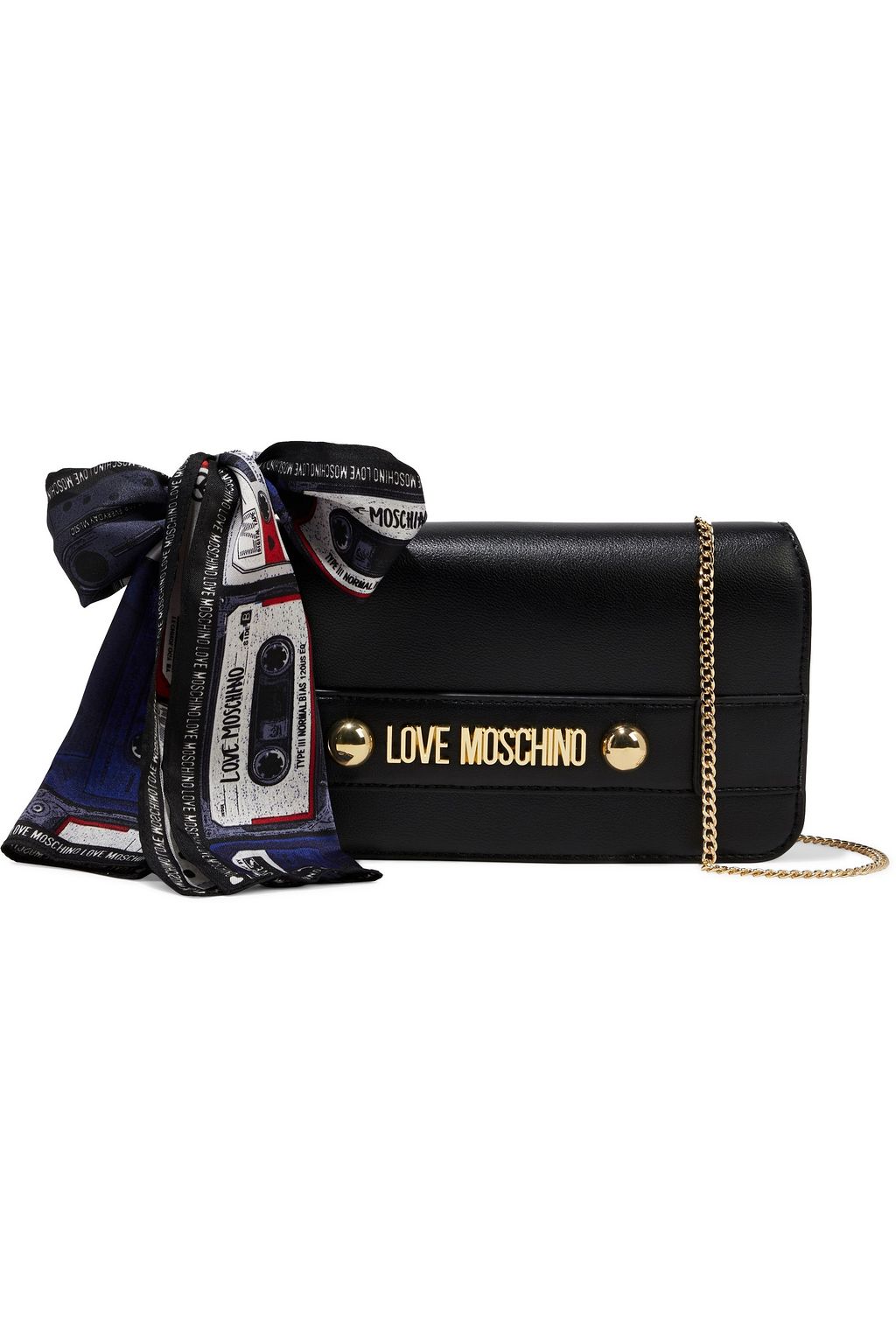 Moschino Leather Shoulder Bag In Fantasy Print Black At Nordstrom