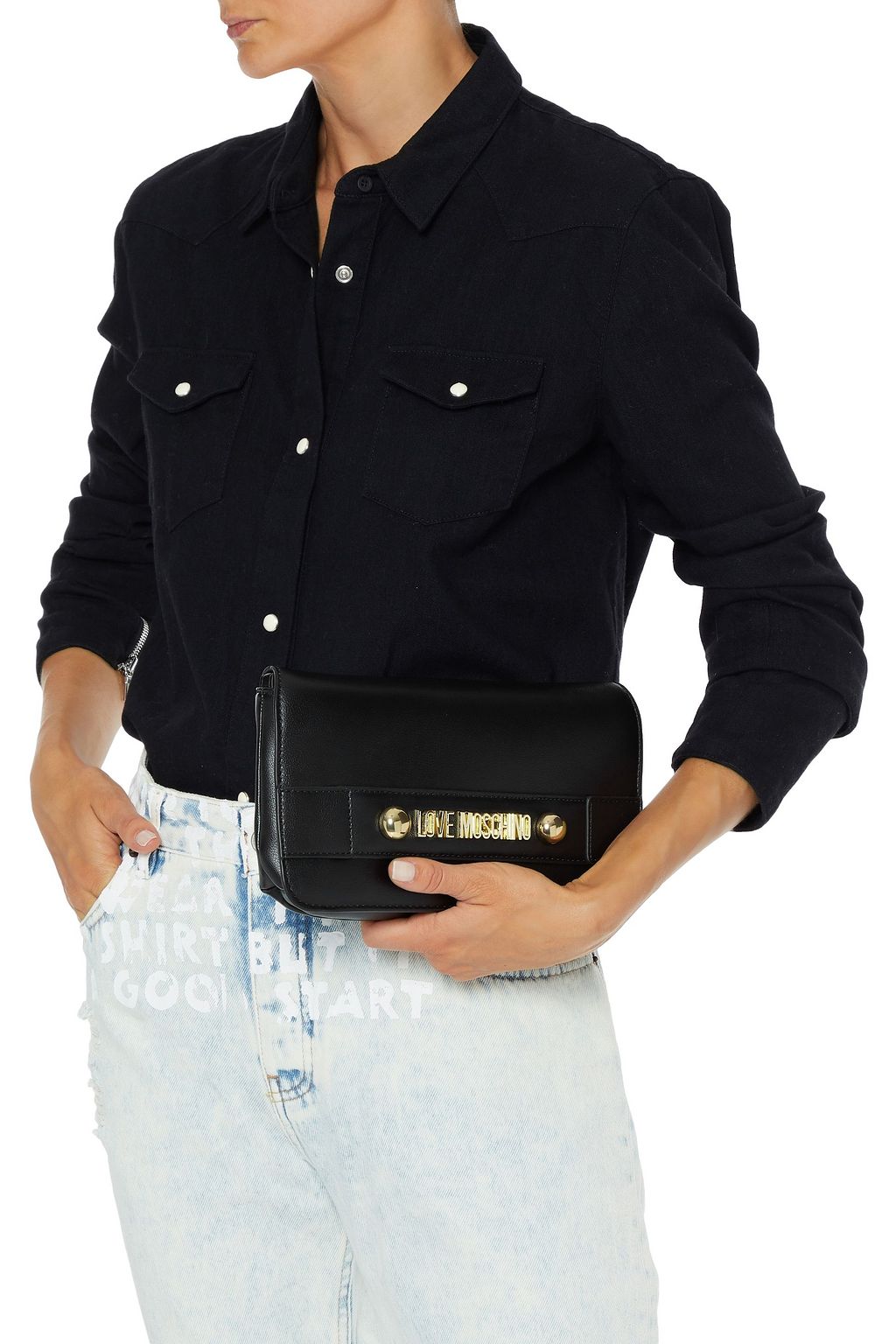 LOVE MOSCHINO Embellished faux leather shoulder bag