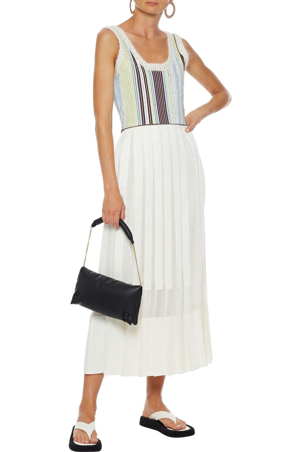 3.1 PHILLIP LIM Cropped crochet-trimmed striped jacquard-knit tank