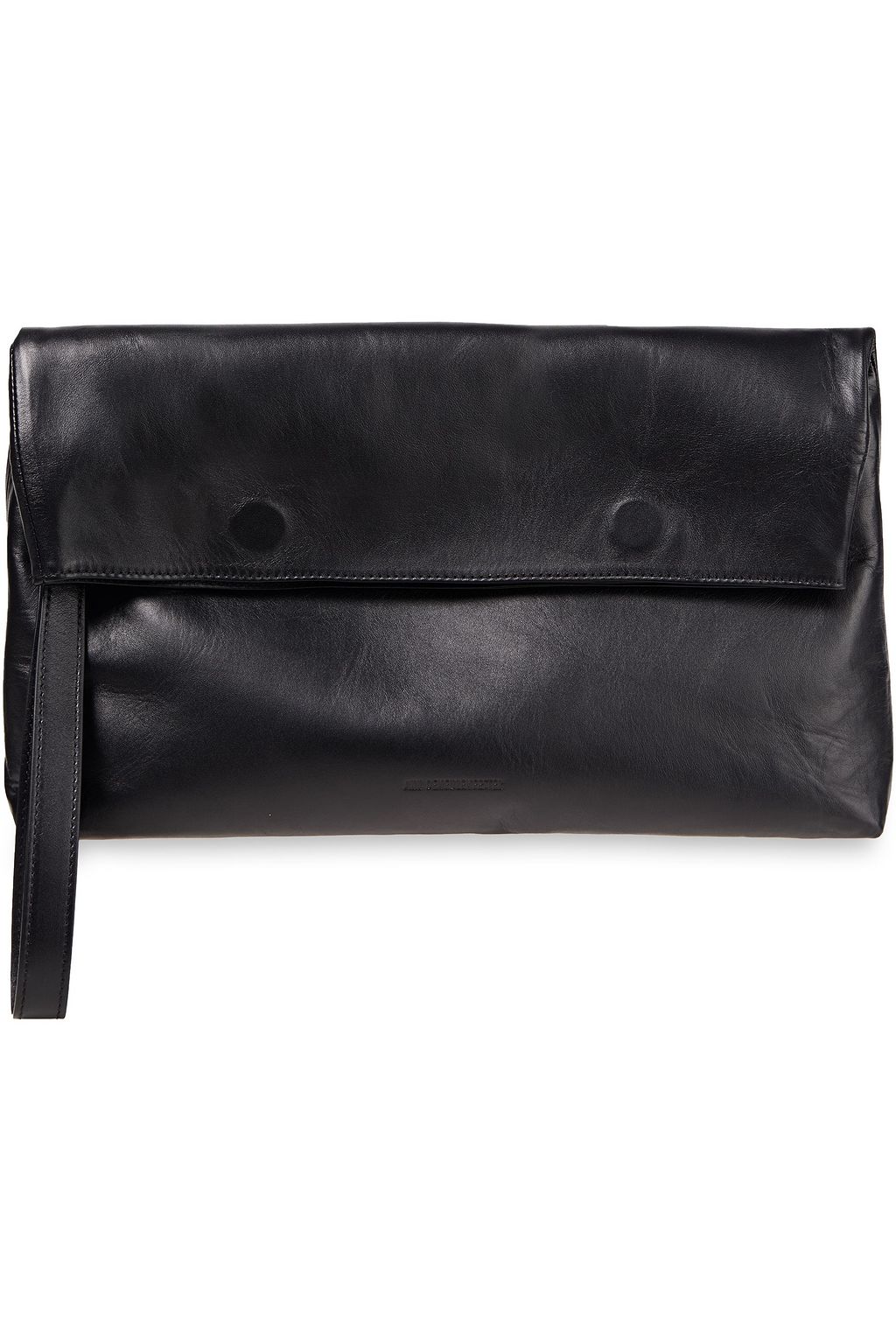 black leather clutch