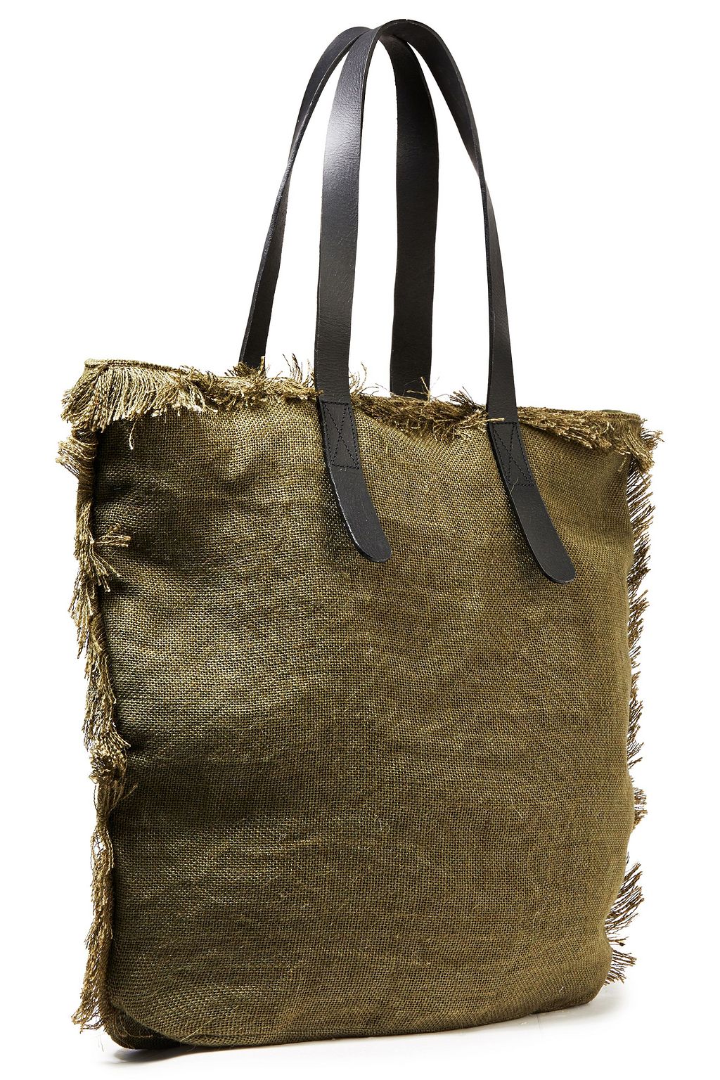 ANTIK BATIK Barry large fringe-trimmed embellished raffia and jute tote