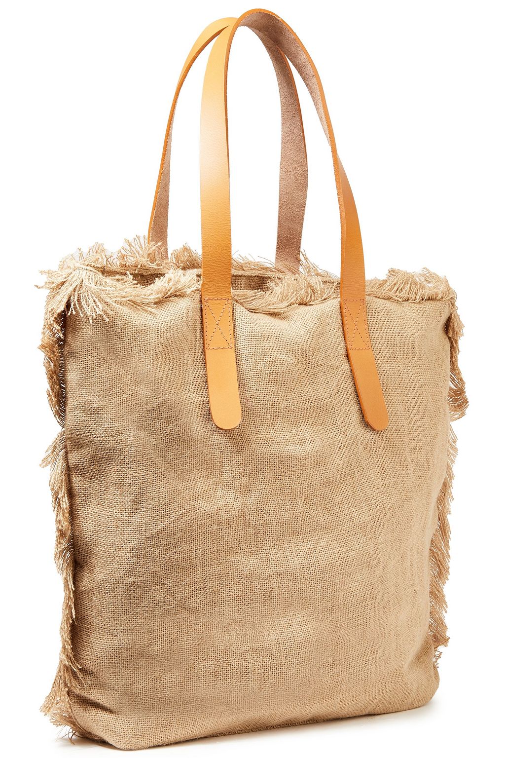 ANTIK BATIK Barry large fringe-trimmed embellished raffia and jute tote