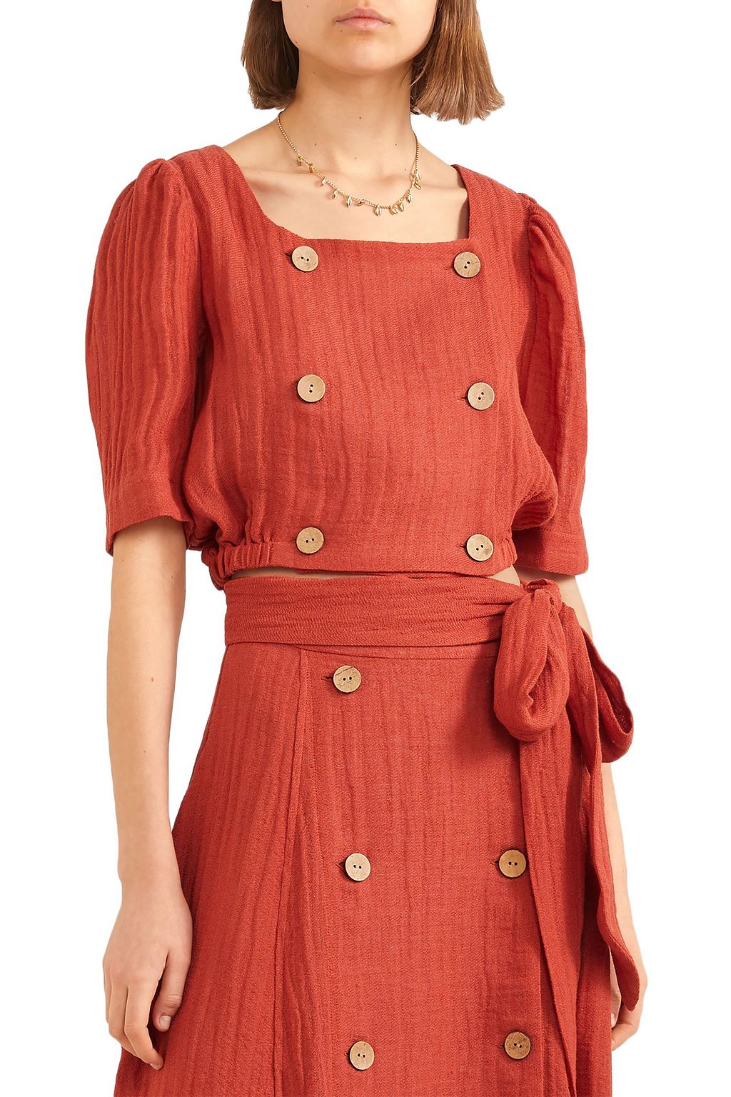 LISA MARIE FERNANDEZ Diana cropped linen-blend top