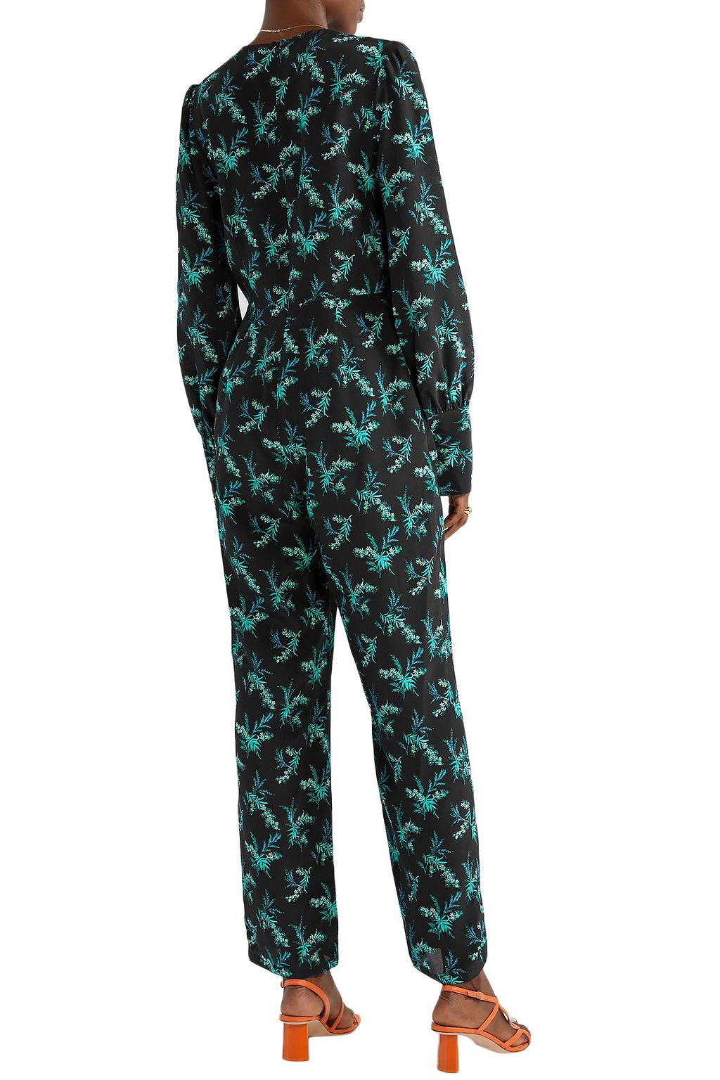 LES RÊVERIES Wrap-effect floral-print silk crepe de chine jumpsuit