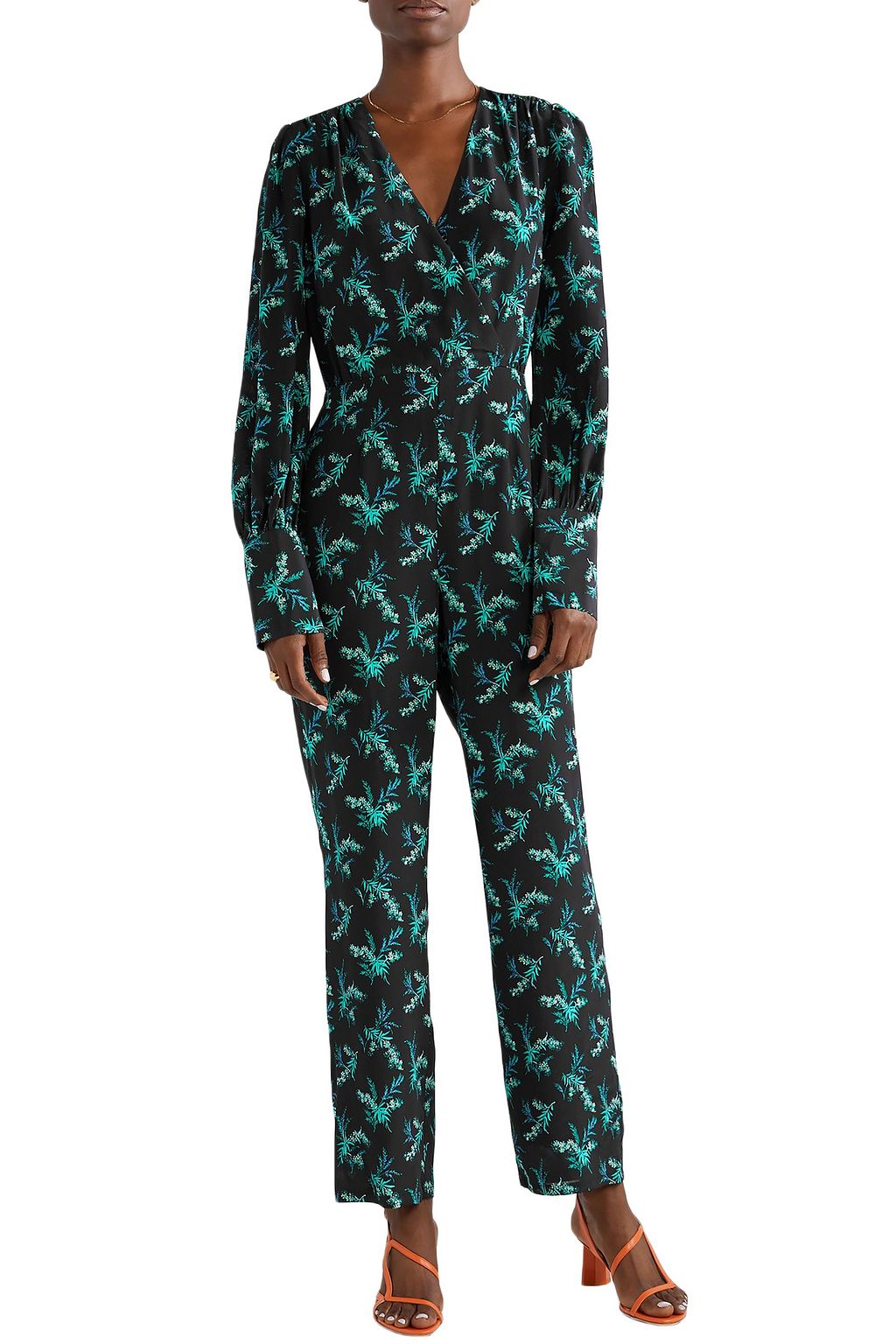 LES RÊVERIES Wrap-effect floral-print silk crepe de chine jumpsuit