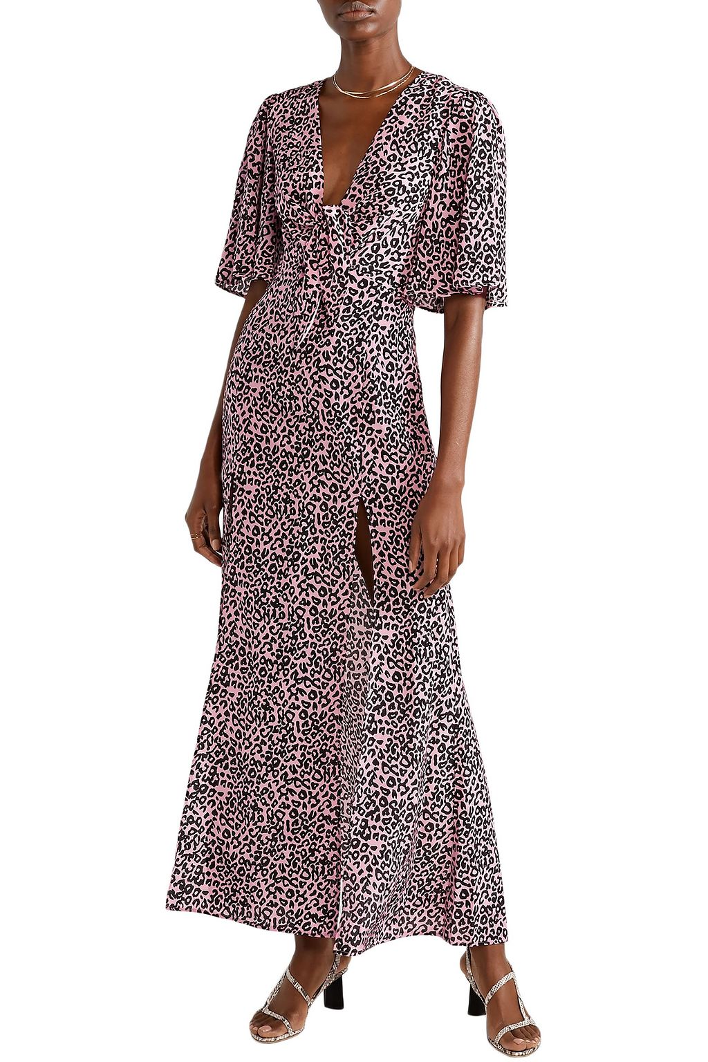 LES RÊVERIES Tie-front floral-print silk-satin maxi dress