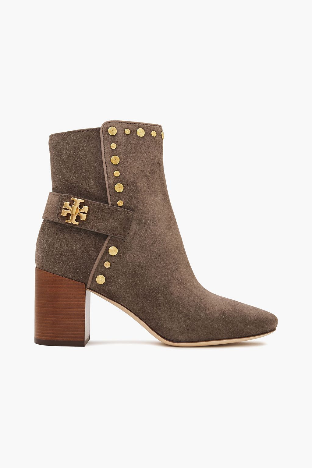 Taupe Kira 70 studded suede ankle boots 