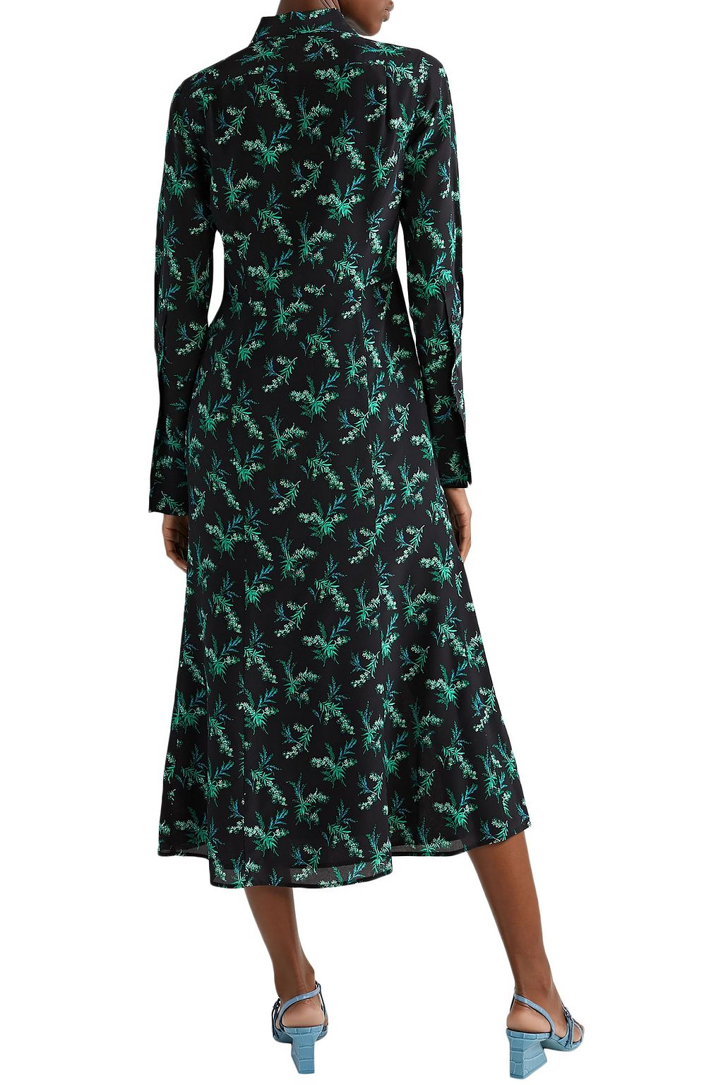 LES RÊVERIES Floral-print silk-crepe midi dress