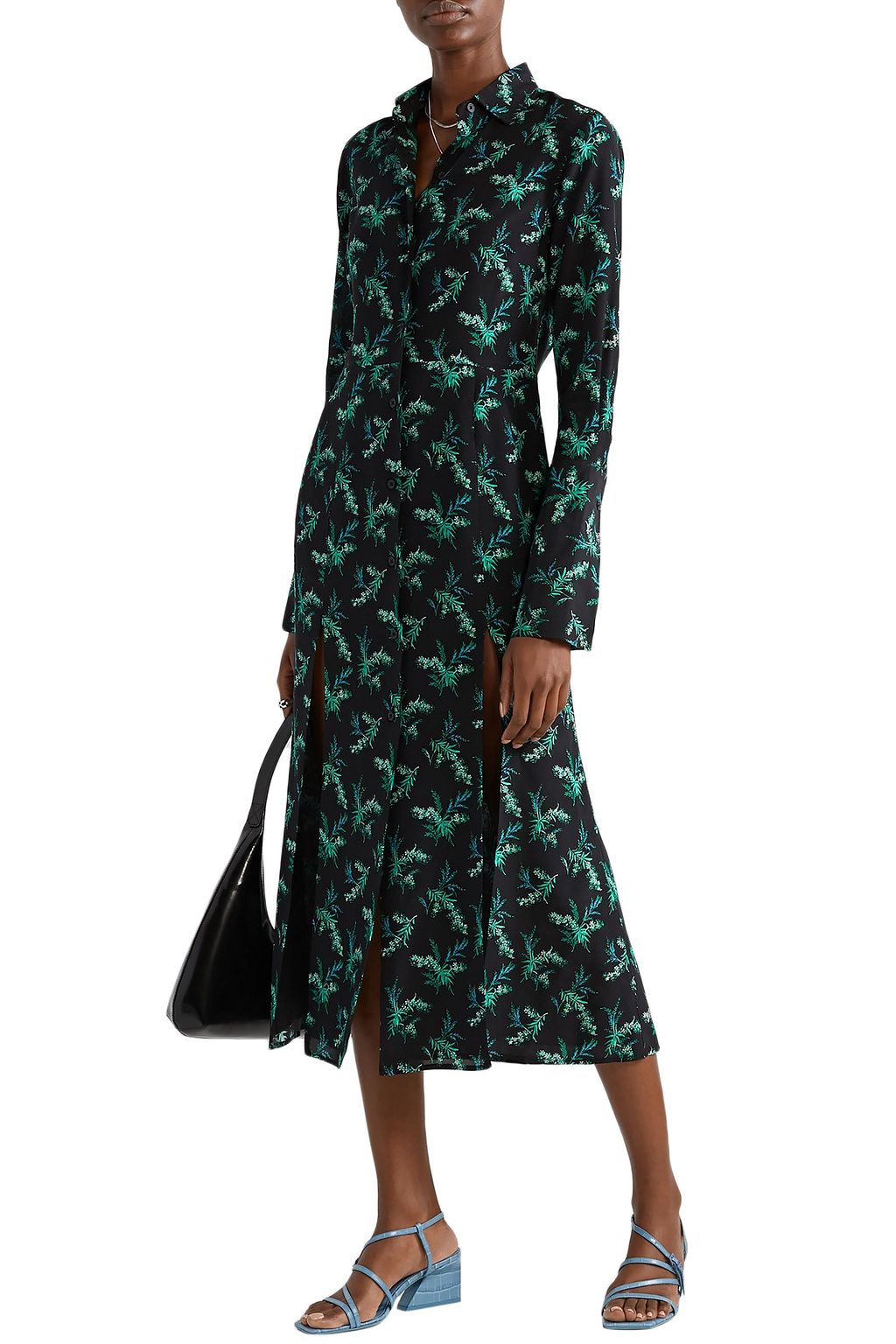 LES RÊVERIES Floral-print silk-crepe midi dress