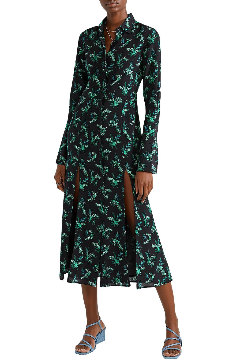 LES RÊVERIES Floral-print silk-crepe midi dress