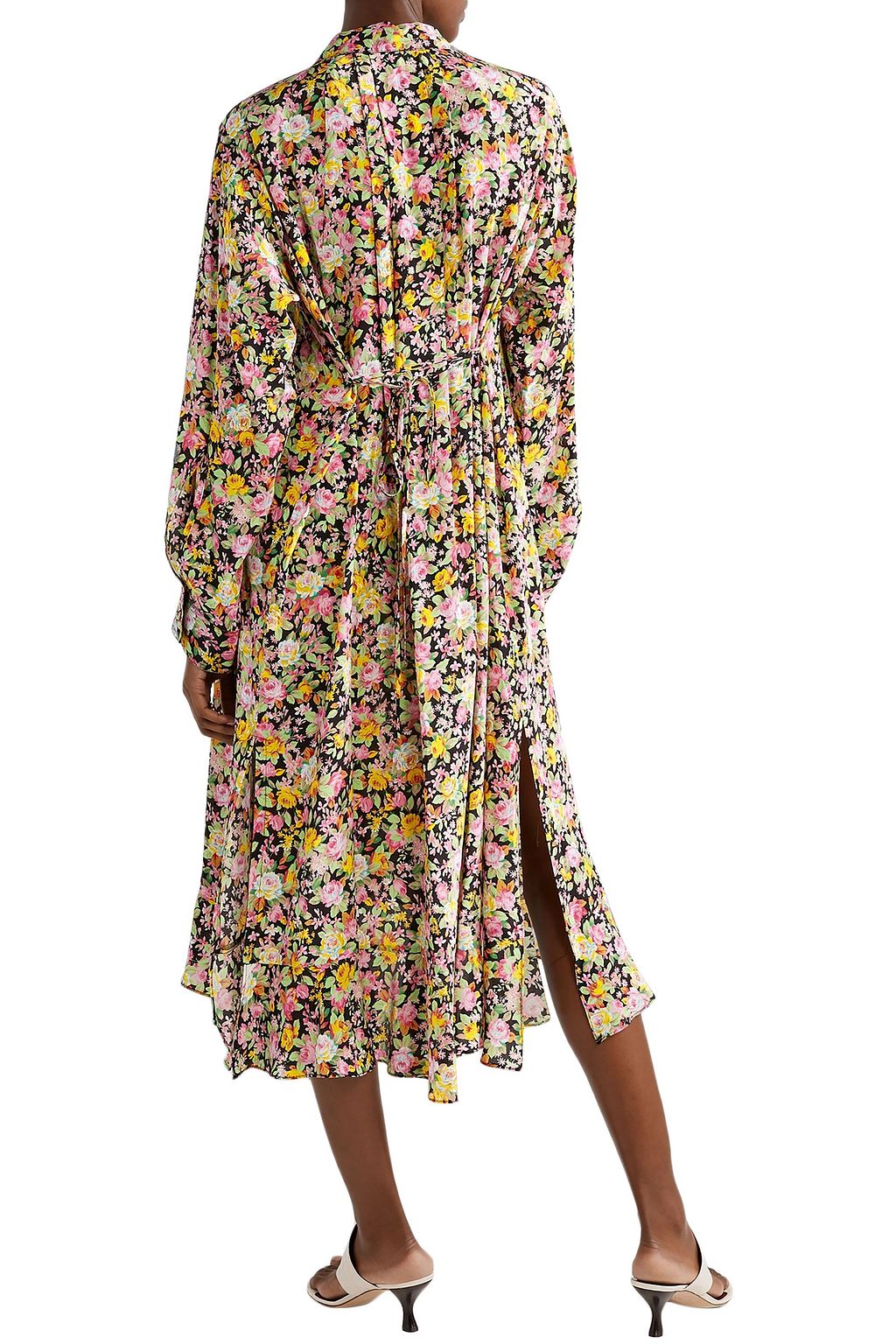 LES RÊVERIES Asymmetric floral-print silk-crepe midi dress