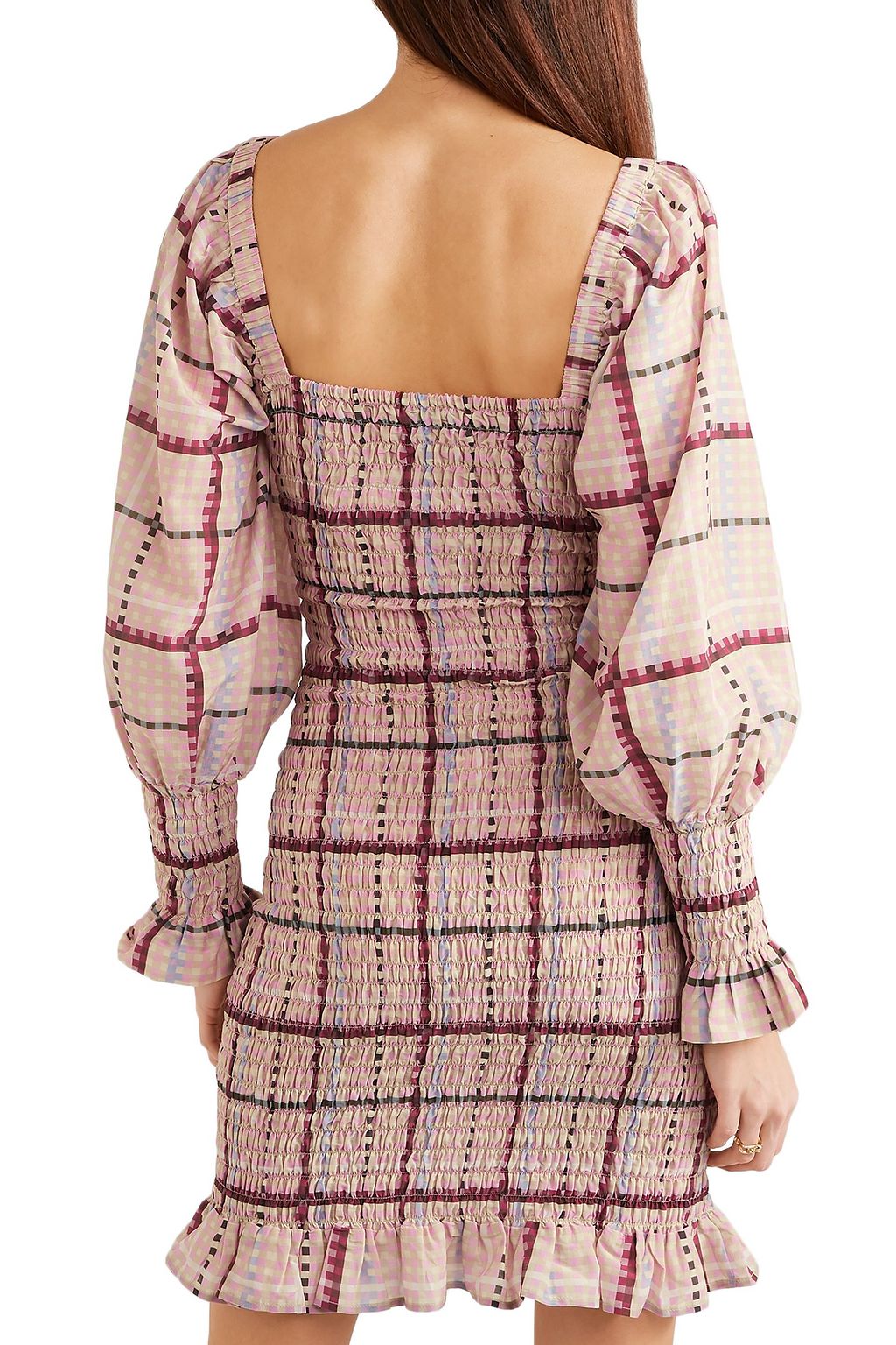 GANNI Shirred leopard-print cotton and silk-blend mini dress