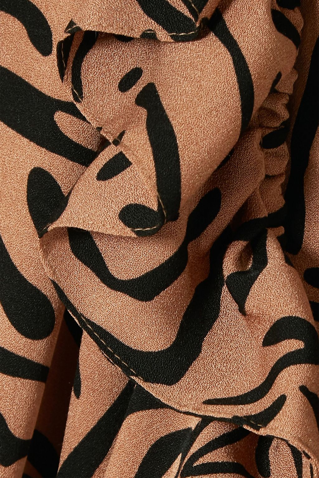 DE LA VALI Cadaques ruffled animal-print crepe de chine wrap dress