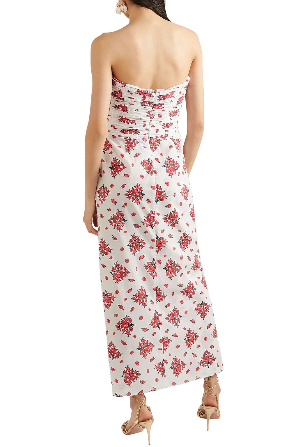 REBECCA DE RAVENEL Dandelion strapless floral-print cotton maxi dress
