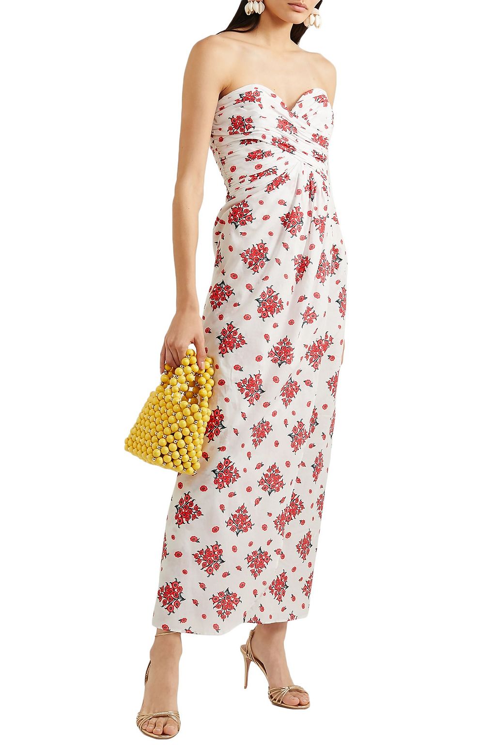 REBECCA DE RAVENEL Dandelion strapless floral-print cotton maxi dress