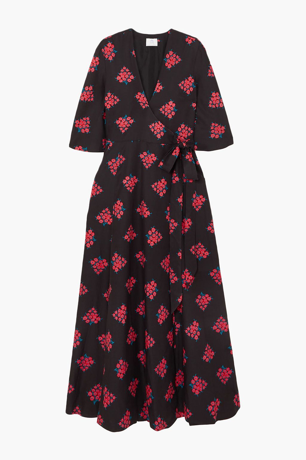 Black Daisy floral-print cotton and silk-blend wrap dress | Sale up to 70%  off | THE OUTNET | REBECCA DE RAVENEL | THE OUTNET