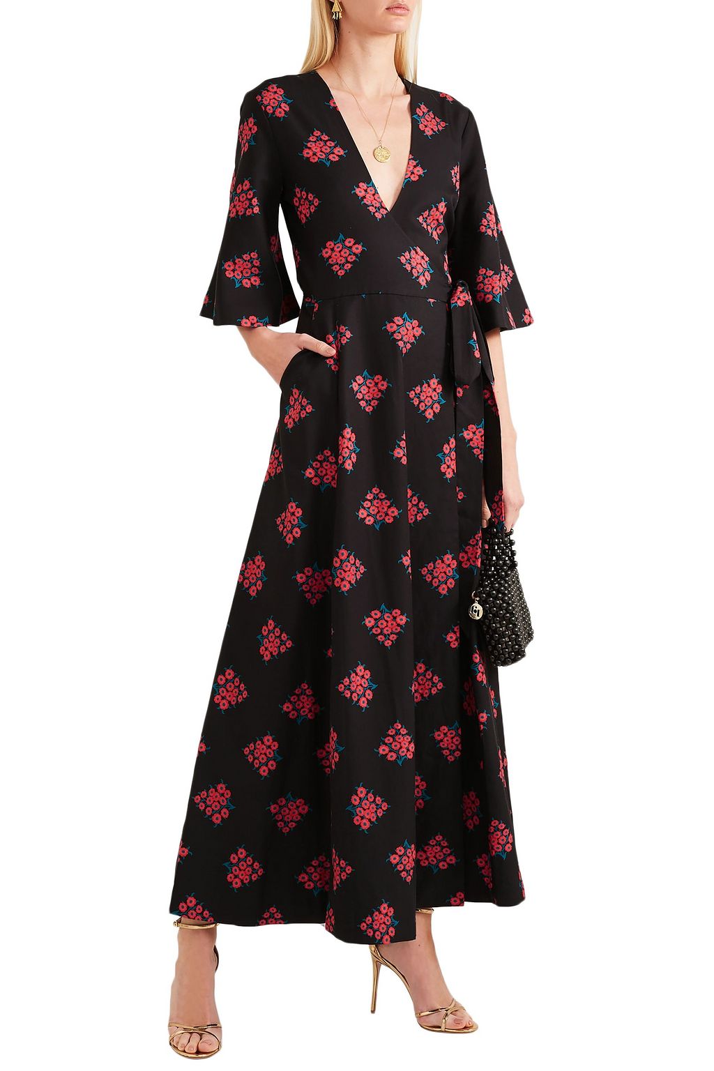 REBECCA DE RAVENEL Daisy floral-print cotton and silk-blend wrap dress