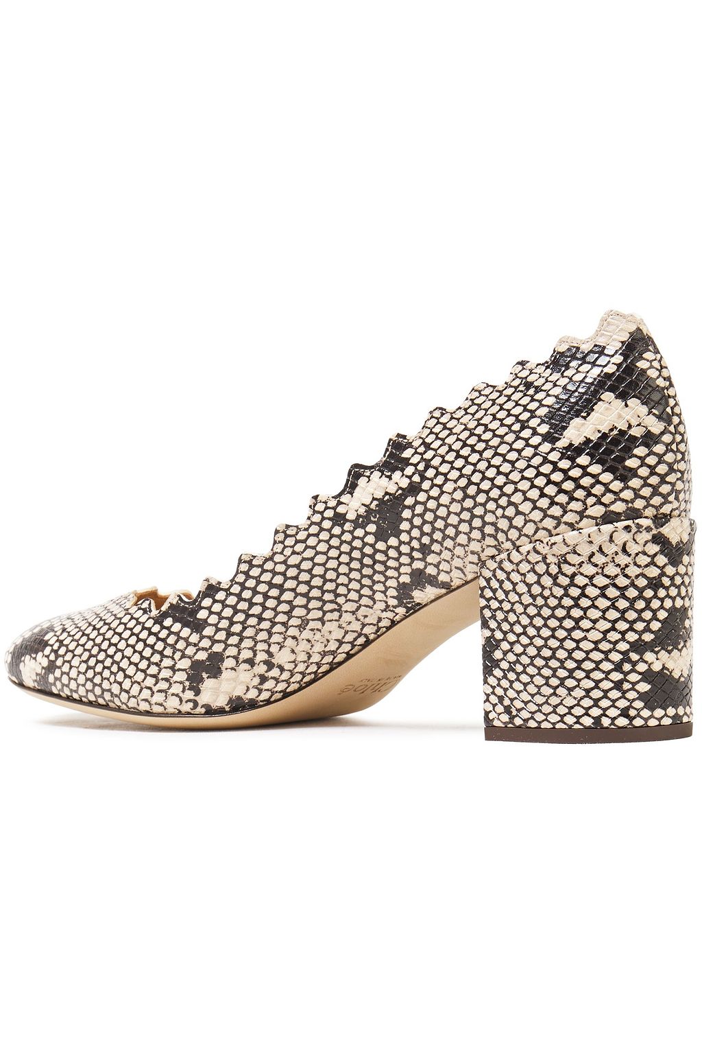 CHLOÉ Scalloped snake-effect leather pumps