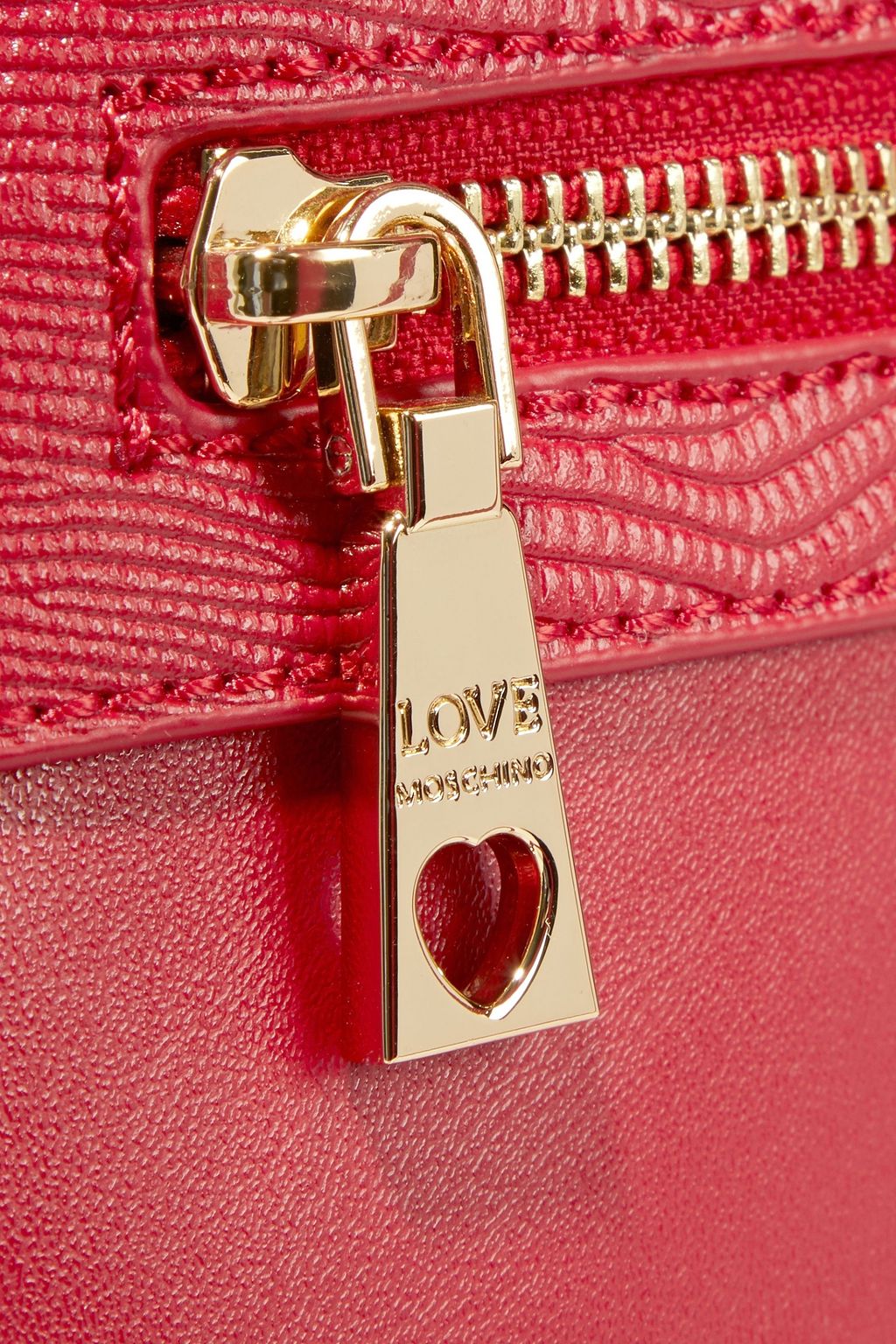 LOVE MOSCHINO Embellished smooth and lizard-effect faux leather backpack