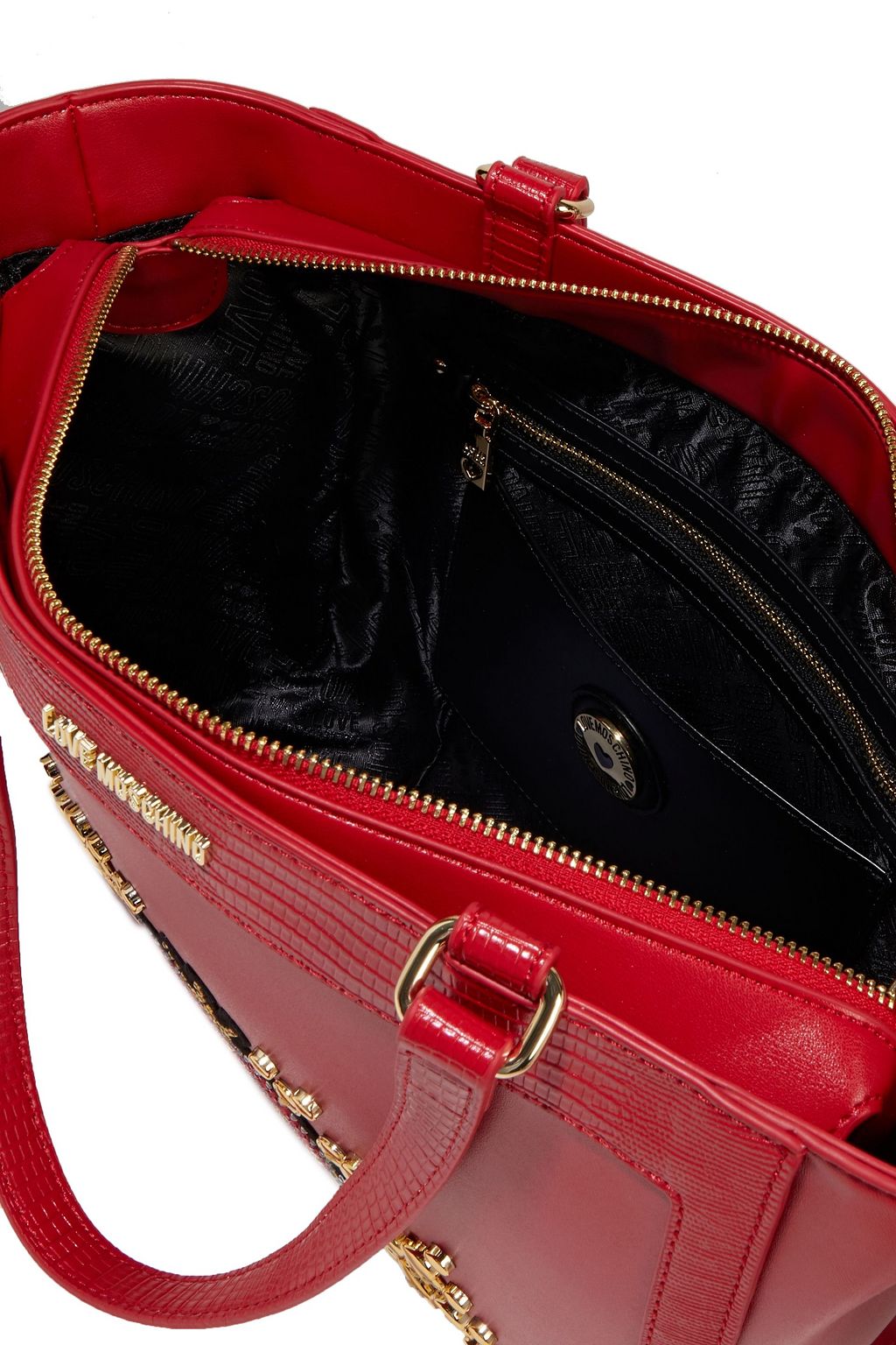 LOVE MOSCHINO Quilted embellished faux leather tote