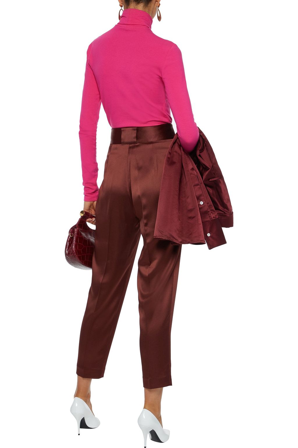 3.1 PHILLIP LIM Cropped tie-detailed satin-crepe tapered pants