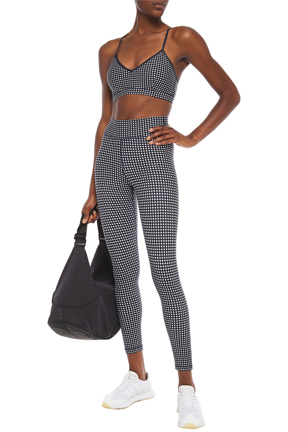 Click to view more detailed imagery on our partner's website The Upside Andie Gingham Stretch Sports Bra In Navy