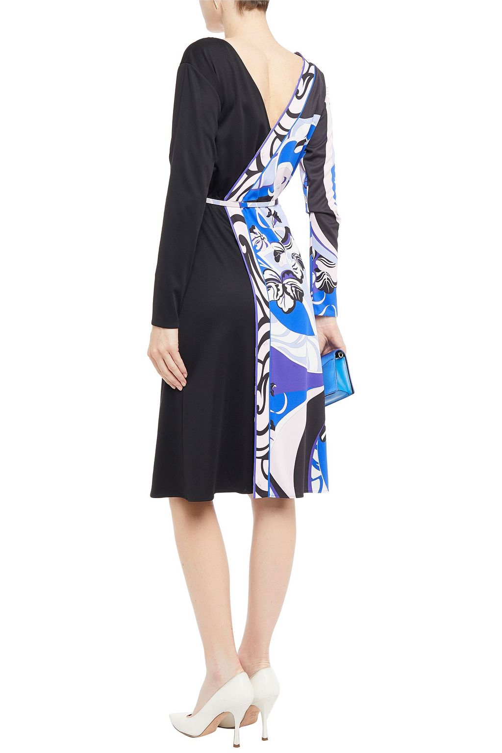 PUCCI Wrap-effect paneled printed cady dress