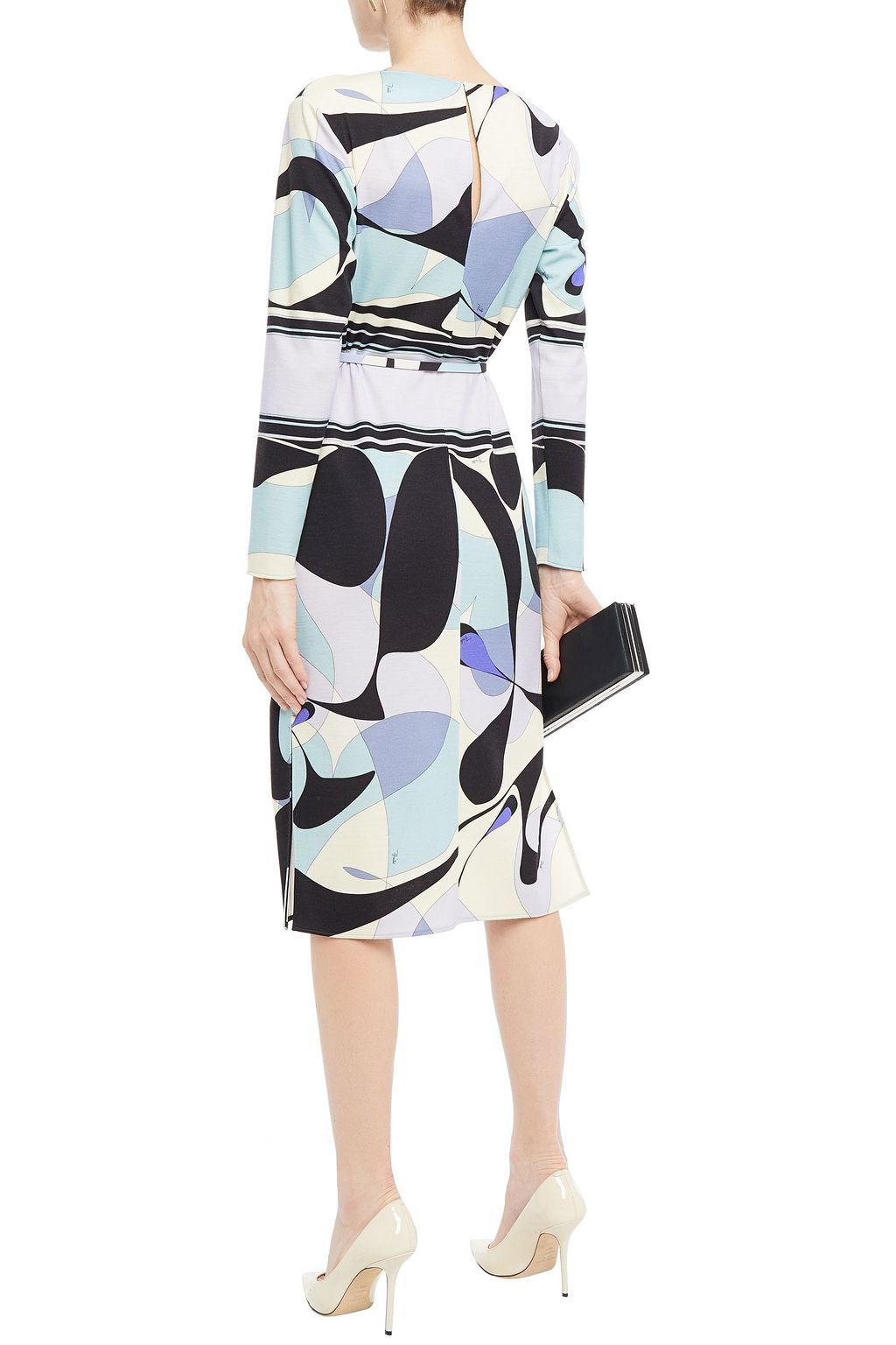 PUCCI Belted printed wool-blend jersey midi dress