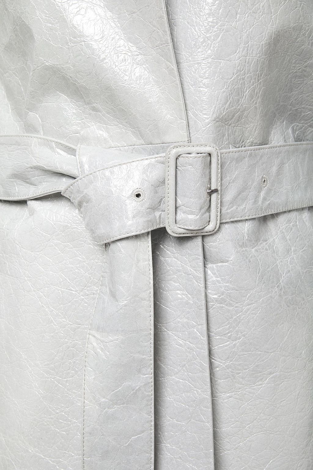 THE ROW Belted cracked coated-leather coat